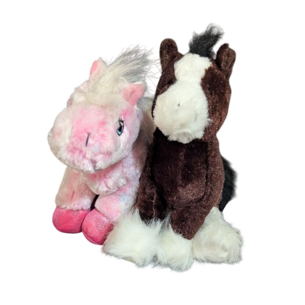 Ganz Webkinz Pink & Brown Plush‎ Horses 8" Stuffed Animal Toys Soft & Cuddly
